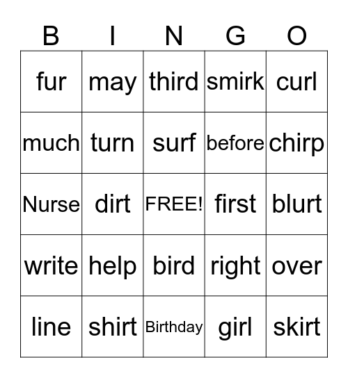 Grace's homework Bingo Card