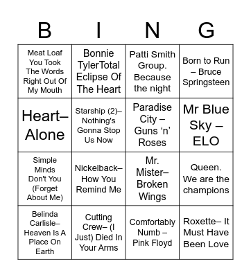 Round 1 Bingo Card