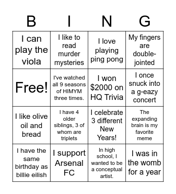 AIM Labs Fun Facts Bingo Card