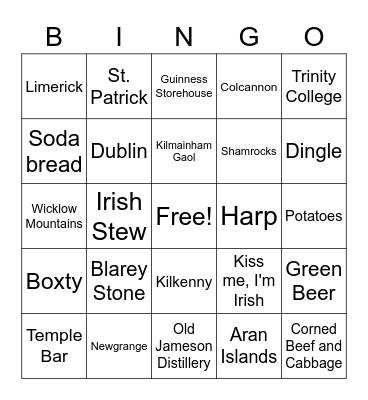 Erin go Bragh Bingo Card
