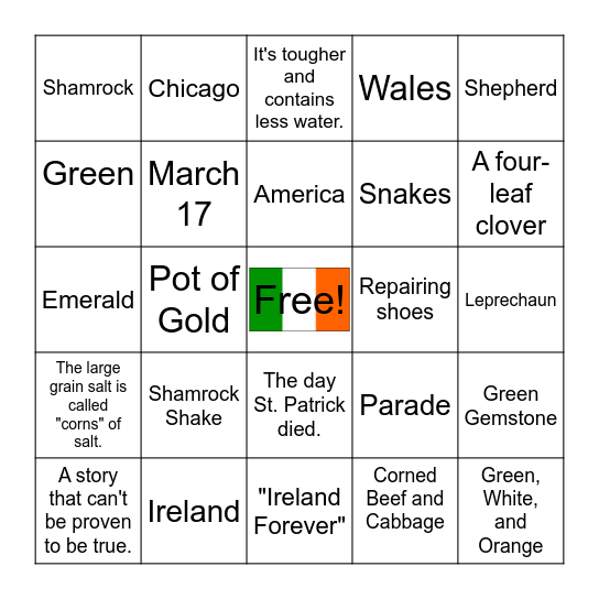 Yay for St. Patrick's Day! Bingo Card