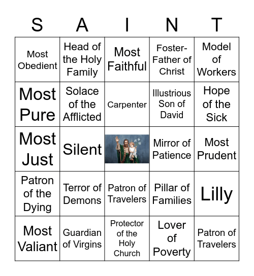 Saint Joseph Bingo Card