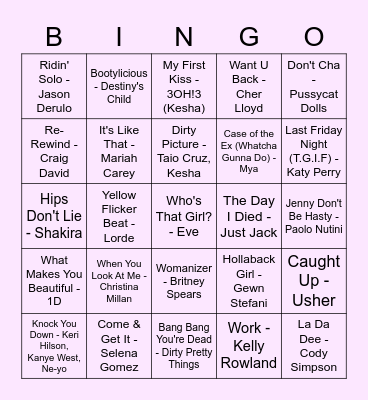 James Musical Bingo Card