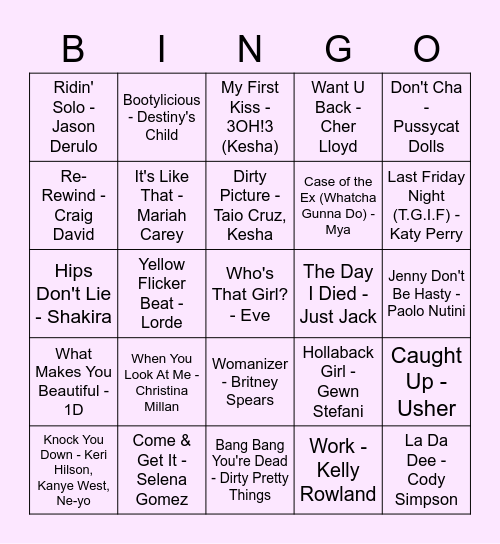 James Musical Bingo Card