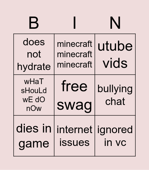 bingo bongo Bingo Card