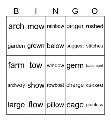 Lesson 90 Bingo Card