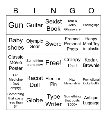 S& S Antique Store Bingo Card