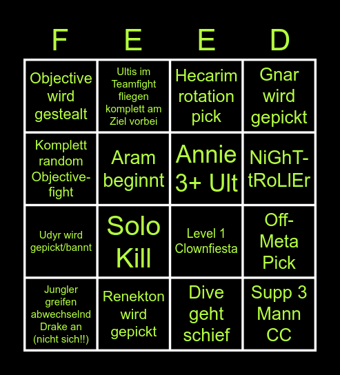 NA CLOWNFIESTA Bingo Card