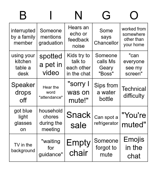 REMOTE LEARNING Bingo Card