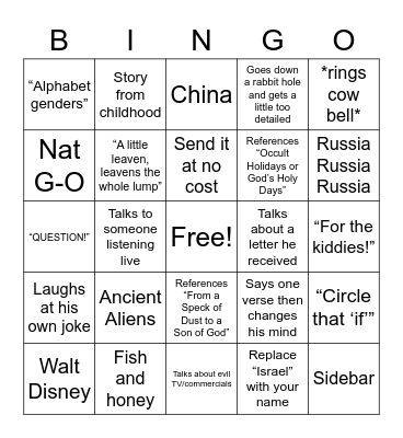 Fred Coulter Bingo Card
