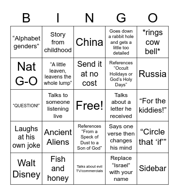 Fred Coulter Bingo Card