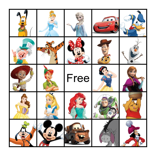 Disney Character Bingo Card