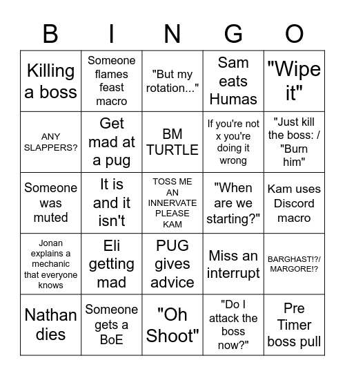 FREE CAKE RAID BINGO Card