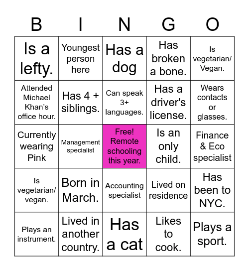 RCWIB Bingo! Bingo Card