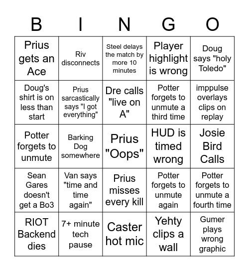 VCT Masters Bingo Card