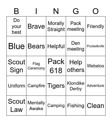 Blue and Gold Bingo Card