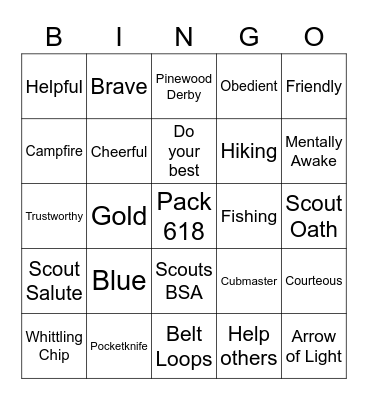 Blue and Gold Bingo Card