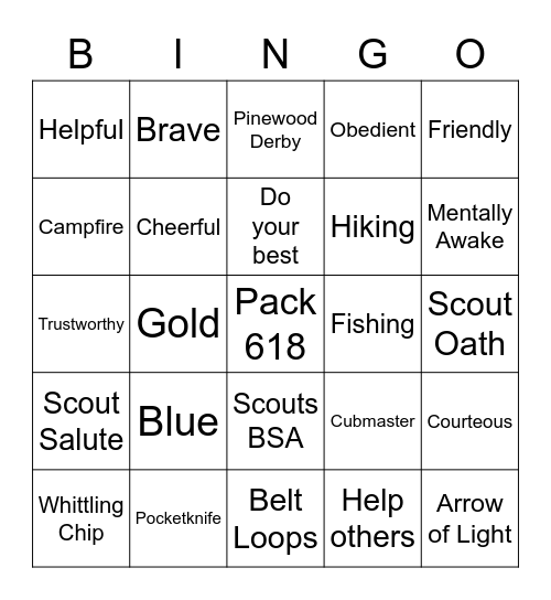 Blue and Gold Bingo Card