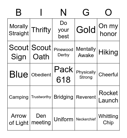 Blue and Gold Bingo Card