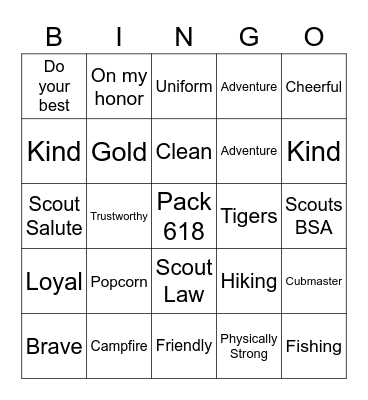 Blue and Gold Bingo Card