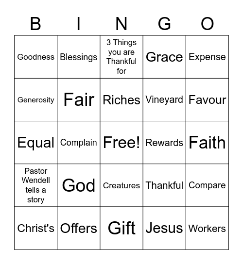 Sermon Bingo - Fourth Sunday of Lent Bingo Card