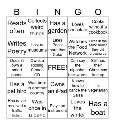 Group Bingo Card