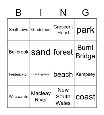 Macleay Valley Bingo Card