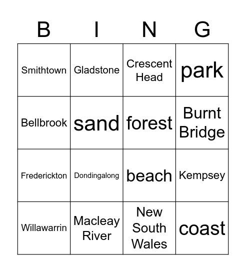 Macleay Valley Bingo Card