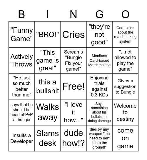 Envv Trials Bingo Card