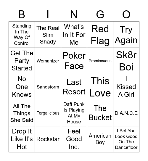 2000's Part 1 Bingo Card