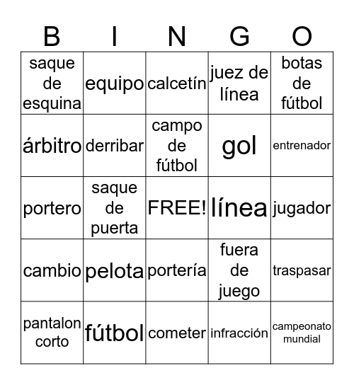 Glosebingo FúTBOL Bingo Card