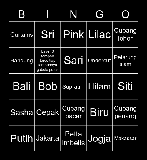 Minah, S. Bg Bingo Card