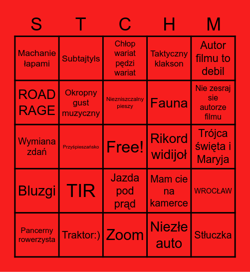 STOPCHAM Bingo Card