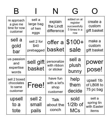 Lindt Lovers BINGO Card