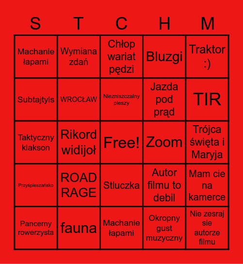 STOPCHAM Bingo Card