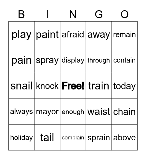 ay/ai Bingo! Bingo Card