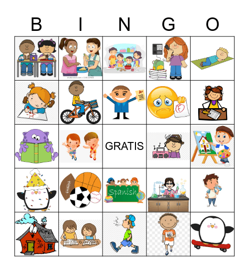 Mixed verb bingo Pictures Bingo Card
