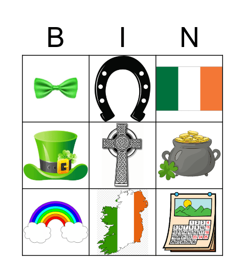 Saint Patrick Bingo Card