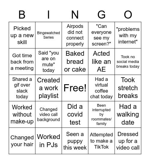 FY21 Recap Bingo Card