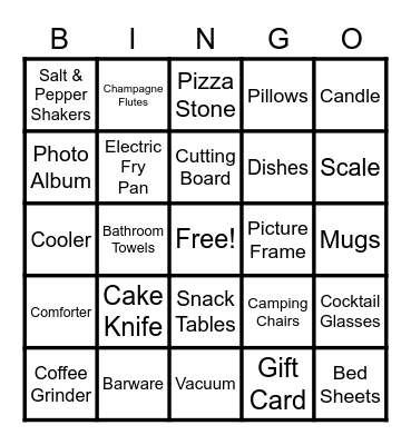 Alexa's Bridal Shower Bingo Card