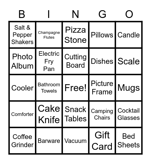 Alexa's Bridal Shower Bingo Card