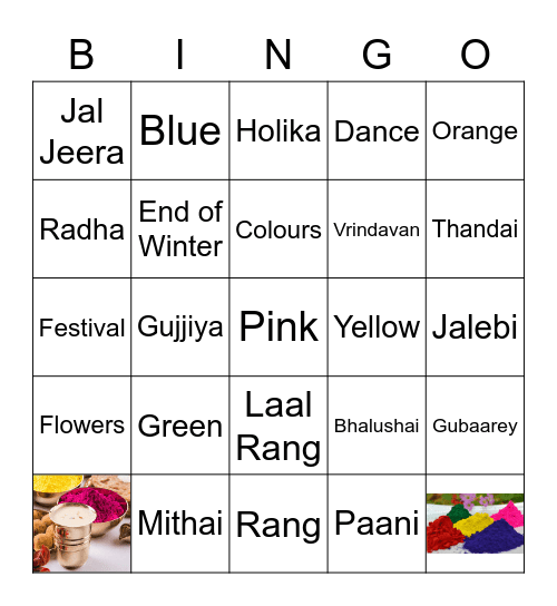 Let's Play Holi Bingo Card