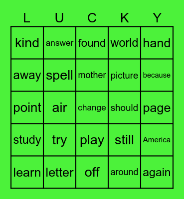 St. Patrick's Day Bingo Card