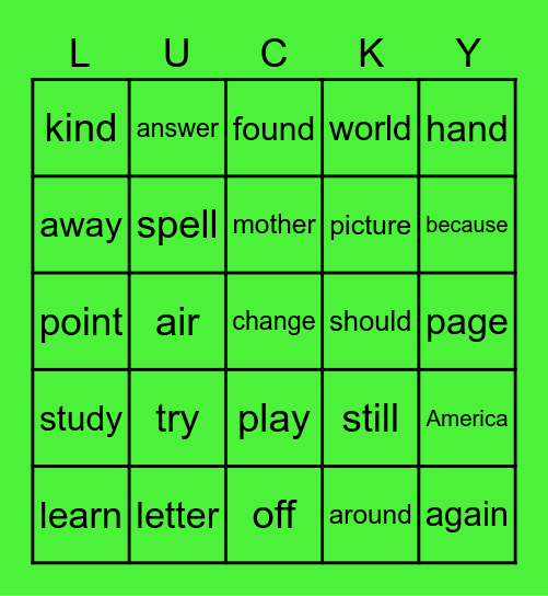 St. Patrick's Day Bingo Card