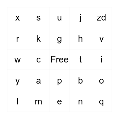 ABC Bingo Card