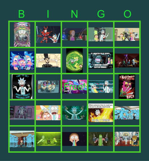 Rick & Morty Bingo Card