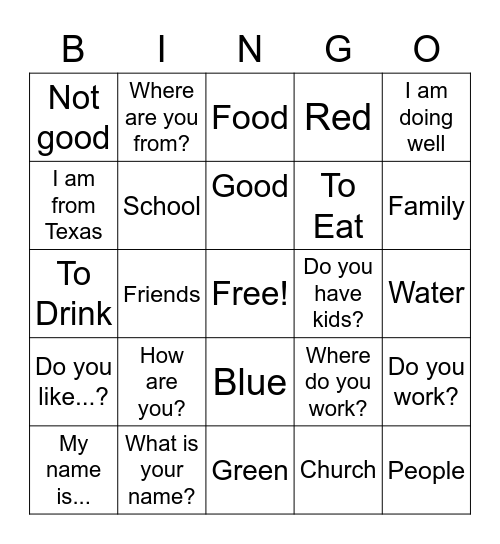 ESL BINGO! Bingo Card