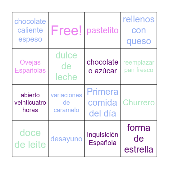 ¡Churros! Bingo Card