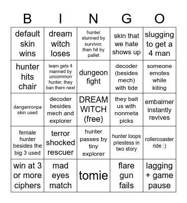 coa4 Bingo Card