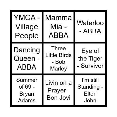 Musical Bingo Card